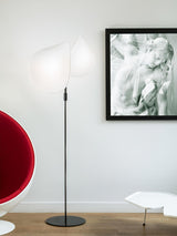 Manta Contemporary Free Standing Floor Lamp with Dual Fabric Shades and Swivel Joints