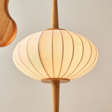 Mantis Wood Sculptural Floor Lamp with Silk Shade for Modern Ambient Living Room Lighting