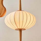 Mantis Wood Sculptural Floor Lamp with Silk Shade for Modern Ambient Living Room Lighting