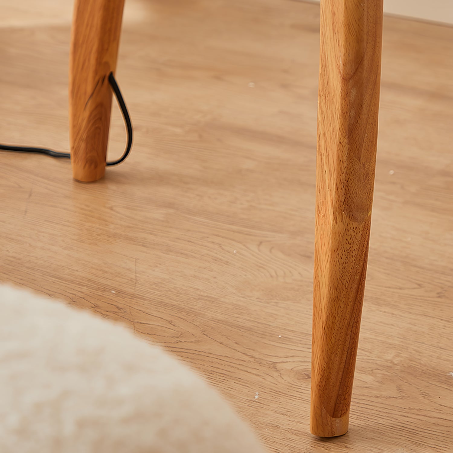 Mantis Wood Sculptural Floor Lamp with Silk Shade for Modern Ambient Living Room Lighting