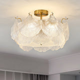 Elegant Gold and White Glass Maple Leaf Cluster Flush Mount Ceiling Light