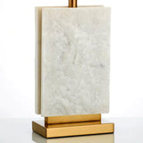 Elegant Marble and Brass Bedside Nightstand Table Lamp with Fabric Shade