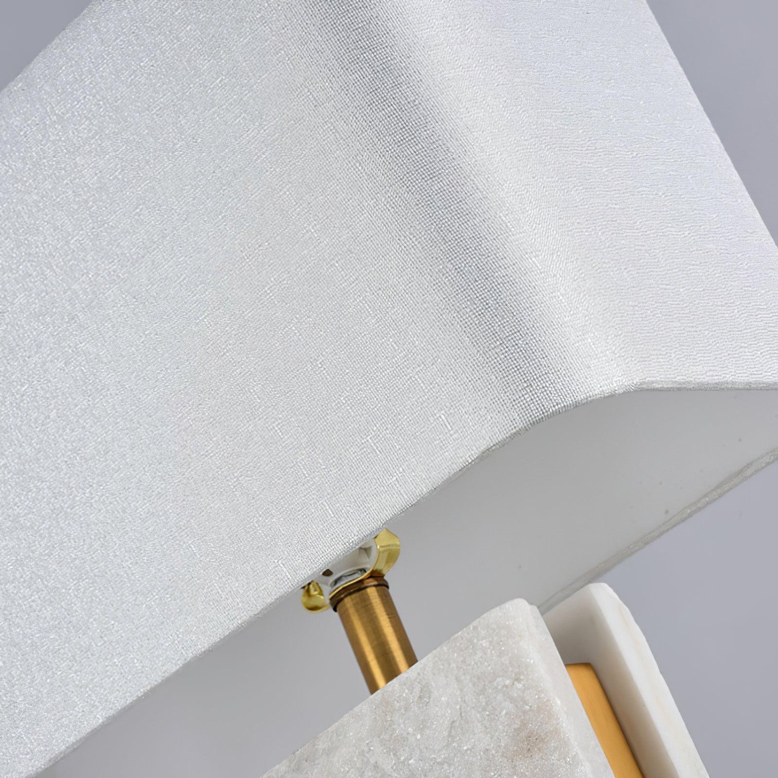 Elegant Marble and Brass Bedside Nightstand Table Lamp with Fabric Shade