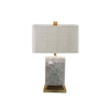 Elegant Marble and Brass Bedside Nightstand Table Lamp with Fabric Shade