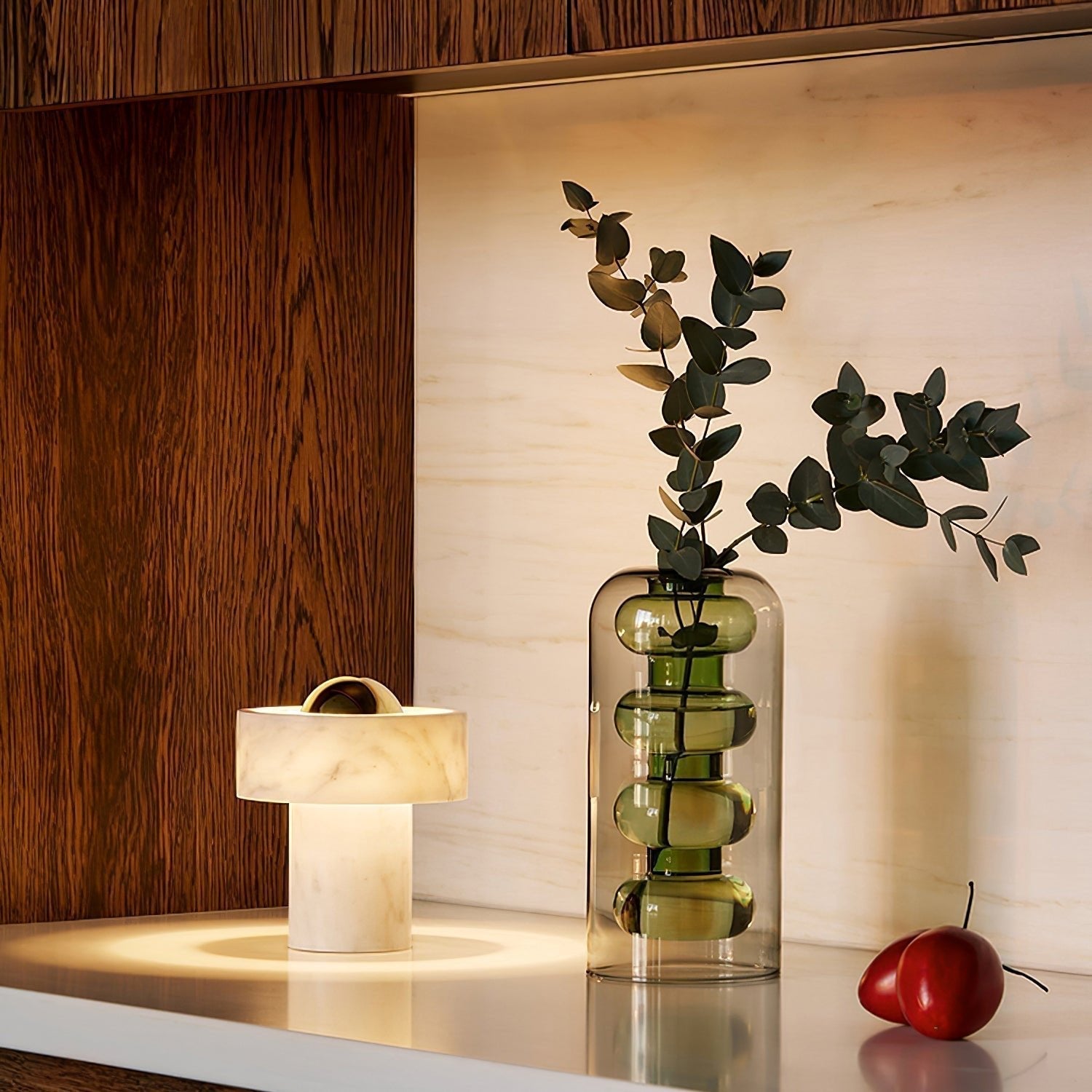 Modern Marble Aura LED Table Lamp for Nightstand and Living Room Ambient Lighting