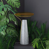 Modern Marble Geometric Base Table Lamp with Gold Shade for Bedside and Reading