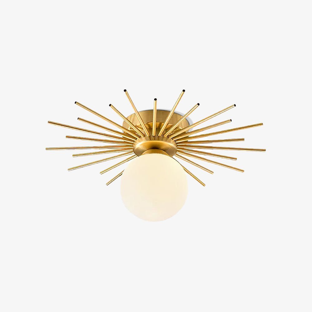 Modern Brass Gold Flush Mount Ceiling Light with Frosted Glass Globe Shade