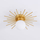 Modern Brass Gold Flush Mount Ceiling Light with Frosted Glass Globe Shade