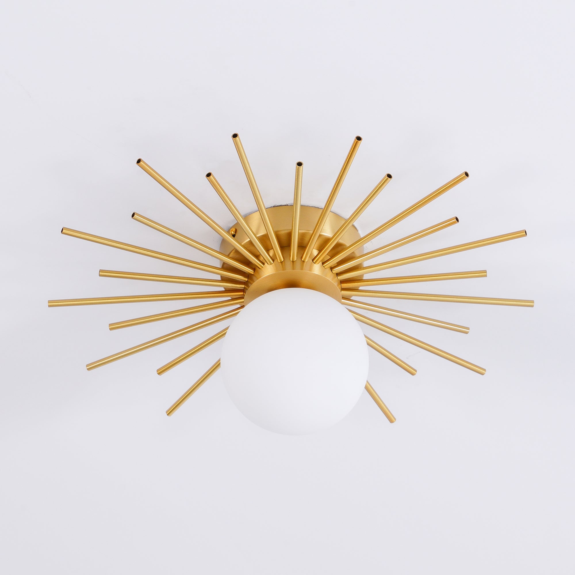 Modern Brass Gold Flush Mount Ceiling Light with Frosted Glass Globe Shade