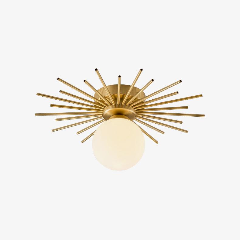 Modern Brass Gold Flush Mount Ceiling Light with Frosted Glass Globe Shade