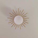 Modern Brass Gold Flush Mount Ceiling Light with Frosted Glass Globe Shade
