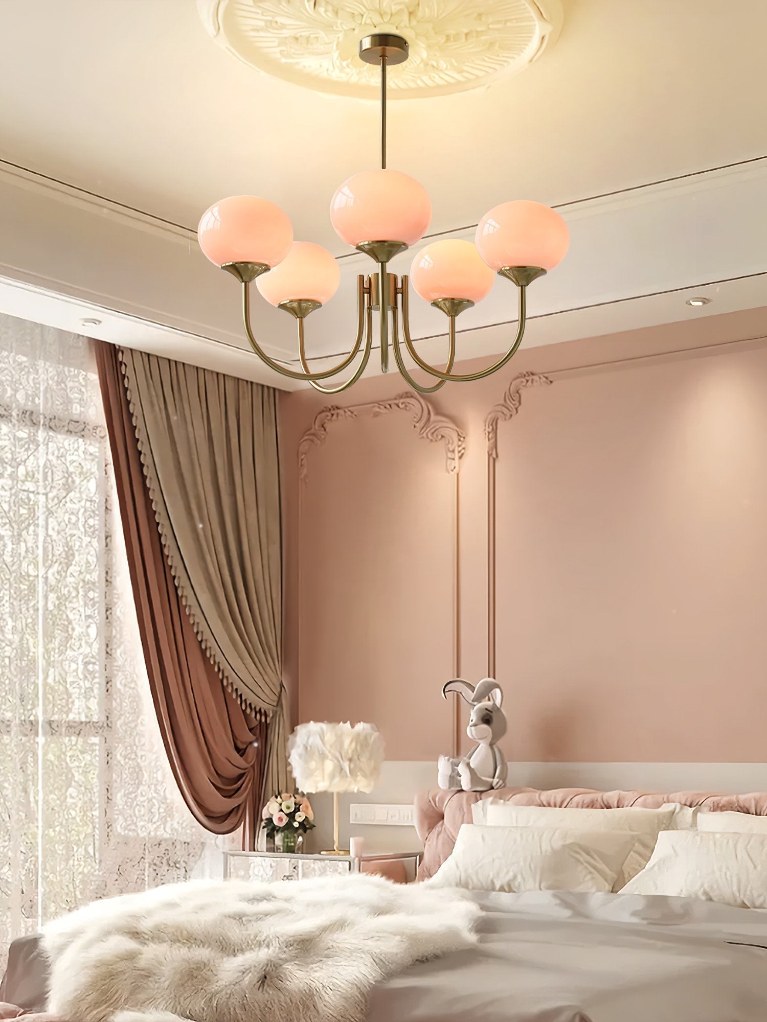 modern-marshmallow-pink-glass-pendant-light-gold-finish-ceiling-chandelier-lighting