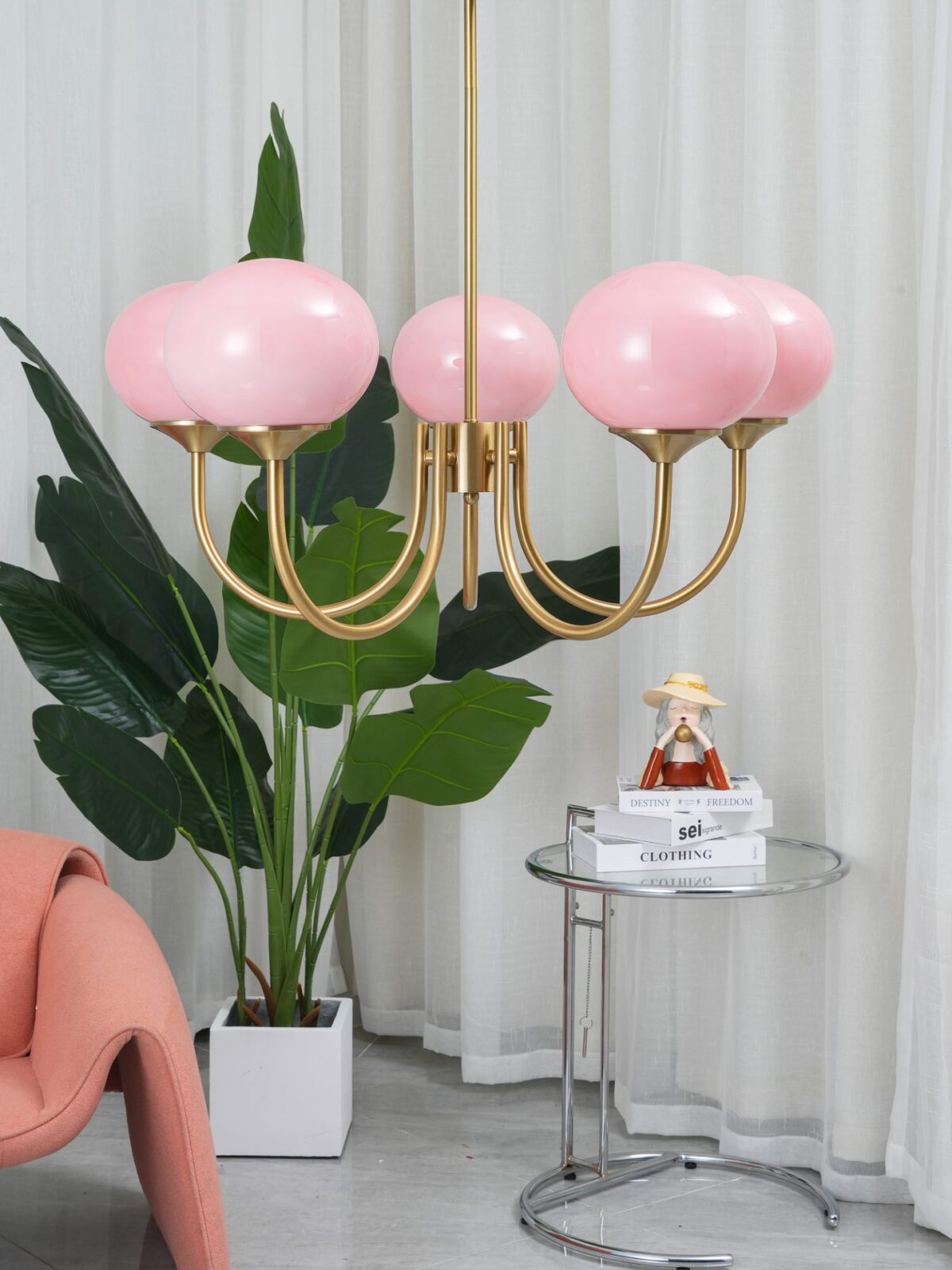modern-marshmallow-pink-glass-pendant-light-gold-finish-ceiling-chandelier-lighting