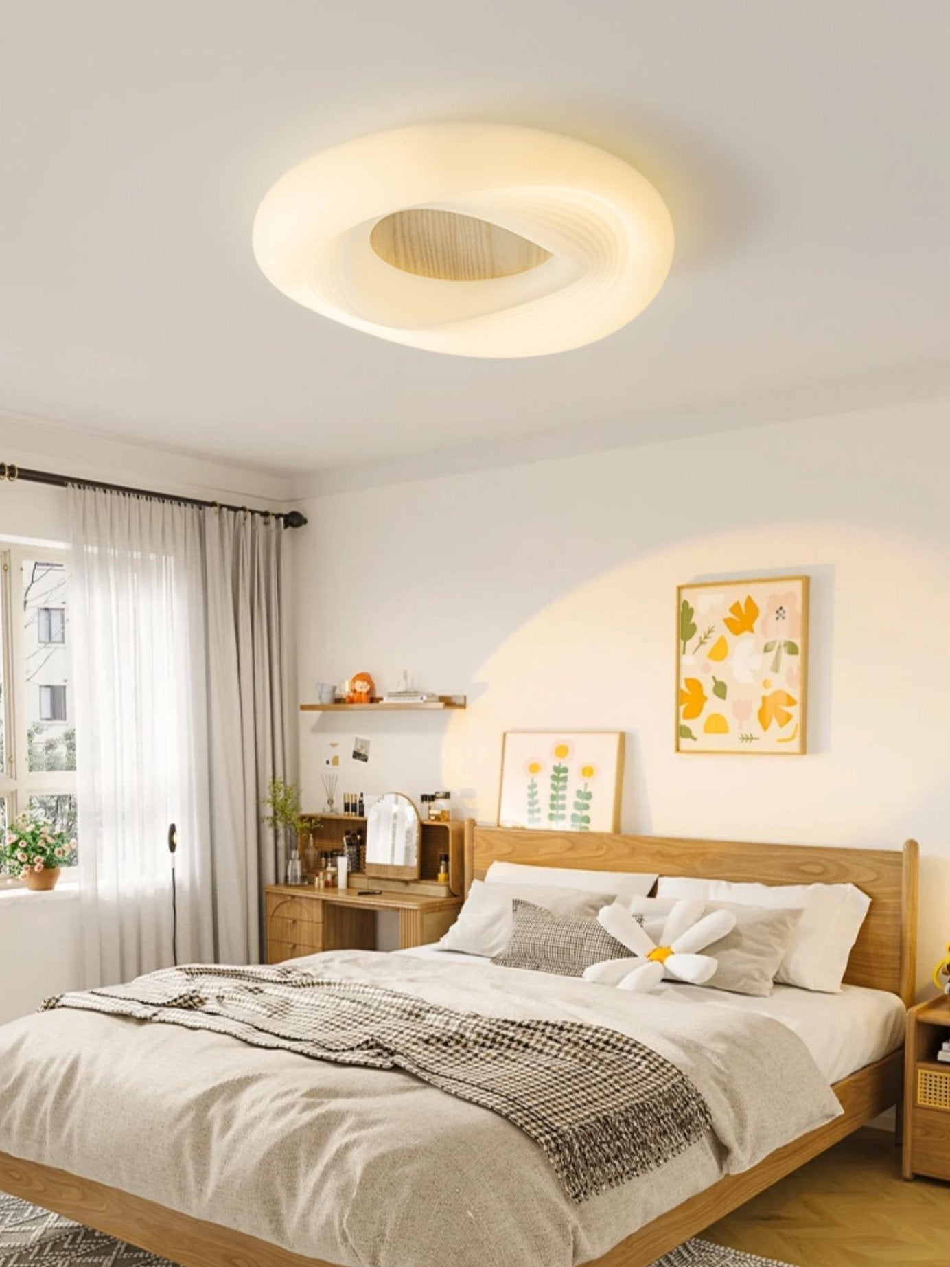 contemporary-marshmallow-style-wooden-led-ceiling-light-fixture-for-modern-living-rooms