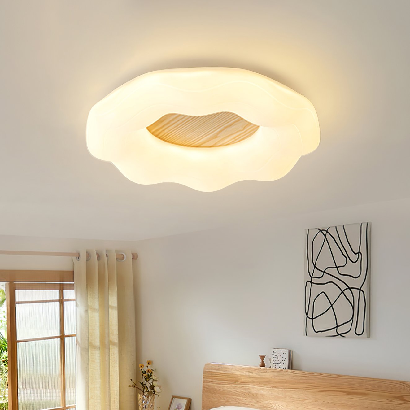 contemporary-marshmallow-style-wooden-led-ceiling-light-fixture-for-modern-living-rooms
