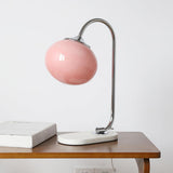 Elegant Geometric Table Lamp with Pink Glass Shade and Marble Base Gold Finish
