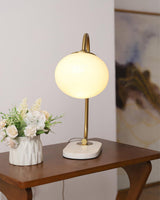 Elegant Geometric Table Lamp with Pink Glass Shade and Marble Base Gold Finish