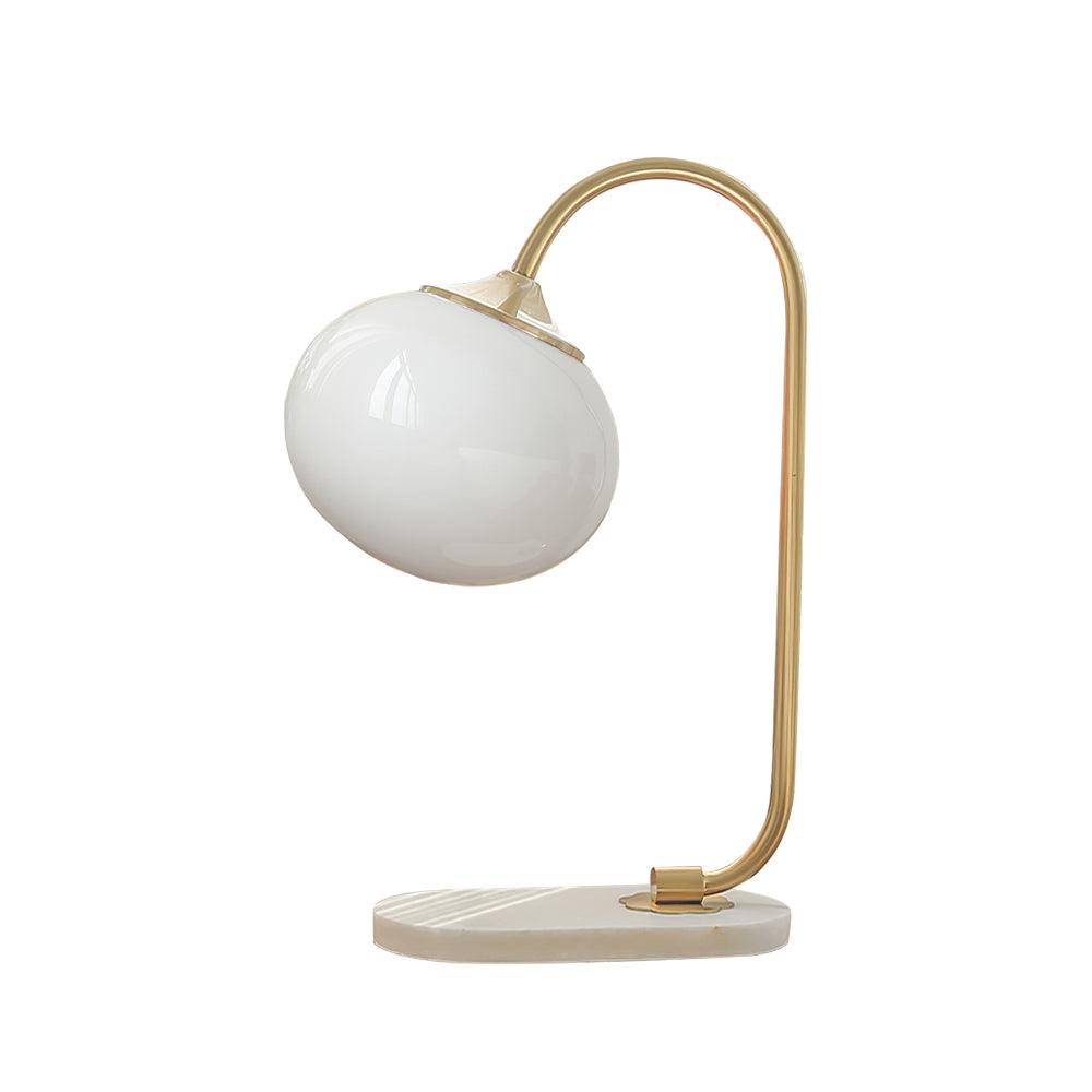 Elegant Geometric Table Lamp with Pink Glass Shade and Marble Base Gold Finish