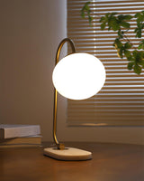 Elegant Geometric Table Lamp with Pink Glass Shade and Marble Base Gold Finish