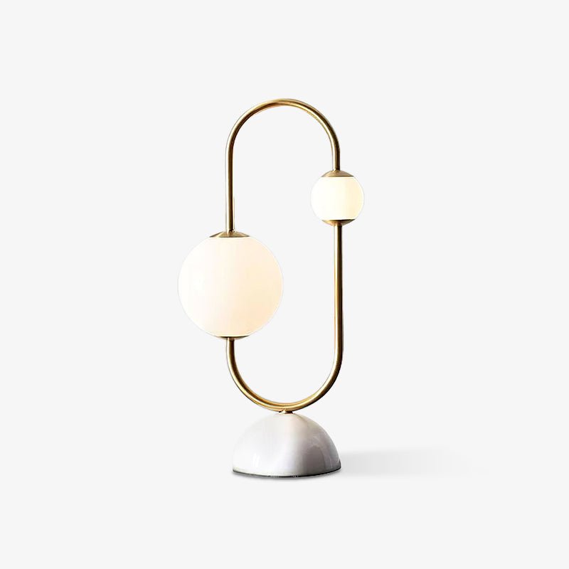 Martha Modern Gold Task Lamp with Double Glass Shades and White Marble Base