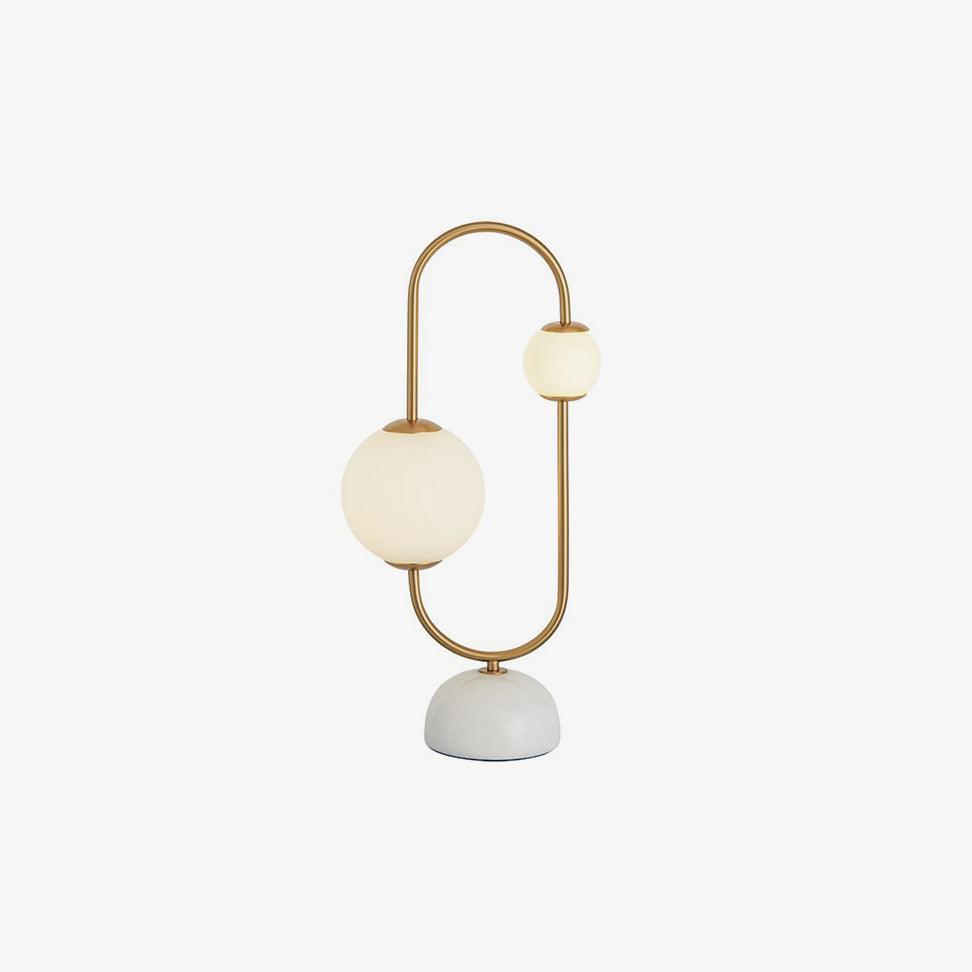 Martha Modern Gold Task Lamp with Double Glass Shades and White Marble Base