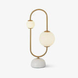 Martha Modern Gold Task Lamp with Double Glass Shades and White Marble Base