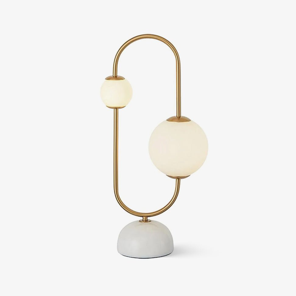 Martha Modern Gold Task Lamp with Double Glass Shades and White Marble Base