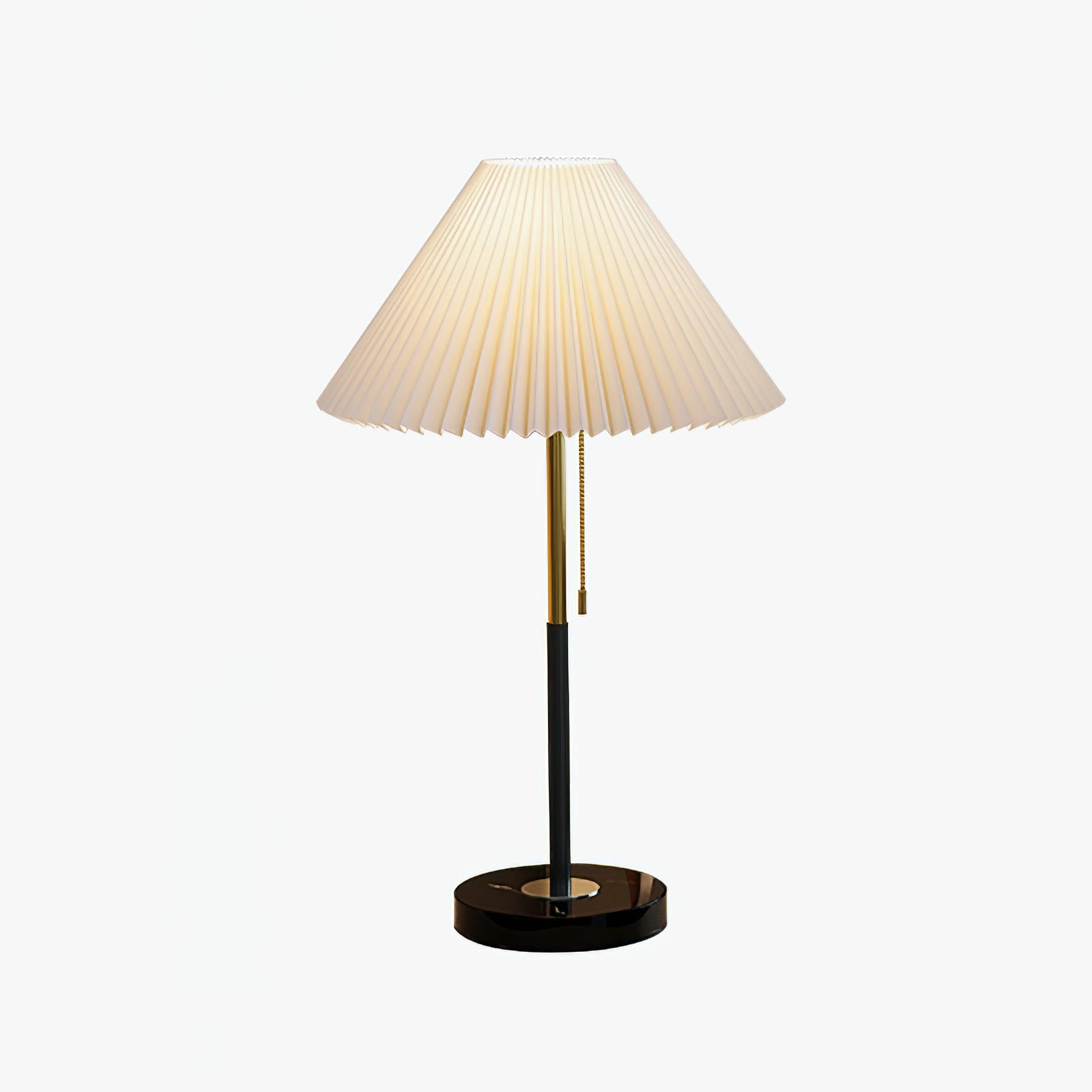 Elegant Pleated Fabric Table Lamp with Solid Marble Base Modern Nightstand Lighting for Living Room