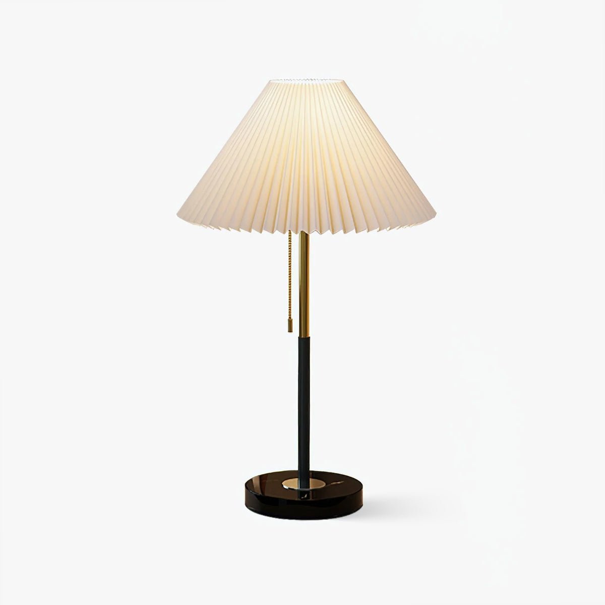 Elegant Pleated Fabric Table Lamp with Solid Marble Base Modern Nightstand Lighting for Living Room