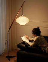 Matsusu Modern Wood and Brass Standing Floor Lamp with Ash Wood Finishes