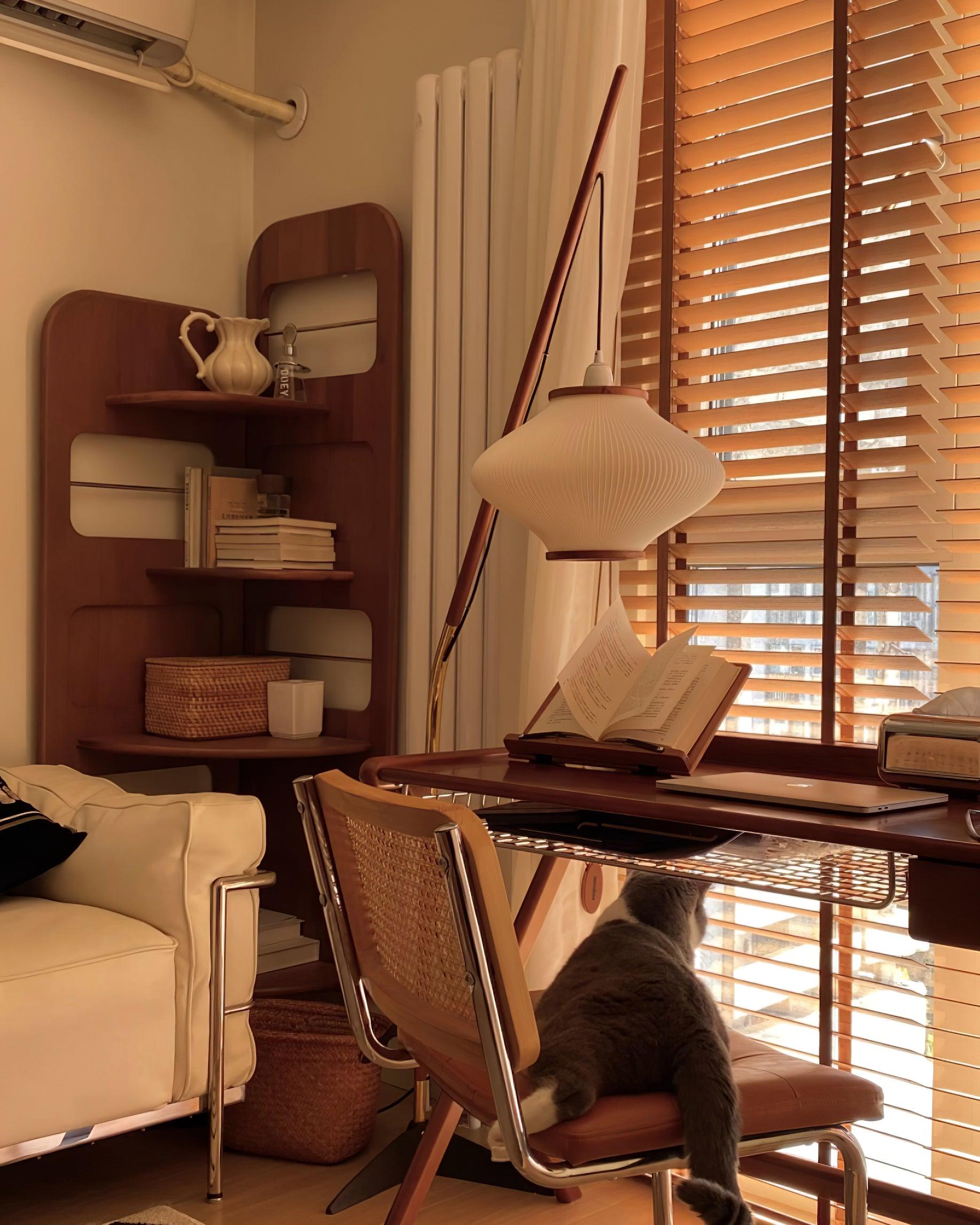 Matsusu Modern Wood and Brass Standing Floor Lamp with Ash Wood Finishes