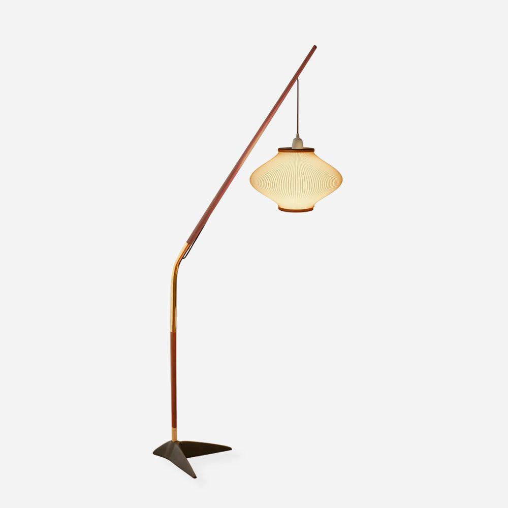 Matsusu Modern Wood and Brass Standing Floor Lamp with Ash Wood Finishes