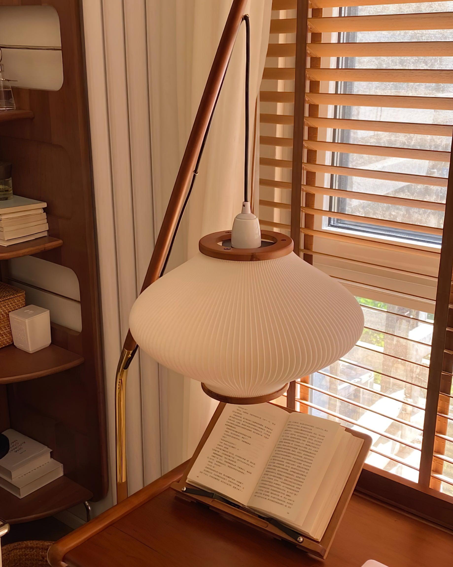 Matsusu Modern Wood and Brass Standing Floor Lamp with Ash Wood Finishes