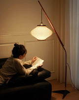 Matsusu Modern Wood and Brass Standing Floor Lamp with Ash Wood Finishes