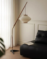 Matsusu Modern Wood and Brass Standing Floor Lamp with Ash Wood Finishes