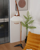Matsusu Modern Wood and Brass Standing Floor Lamp with Ash Wood Finishes