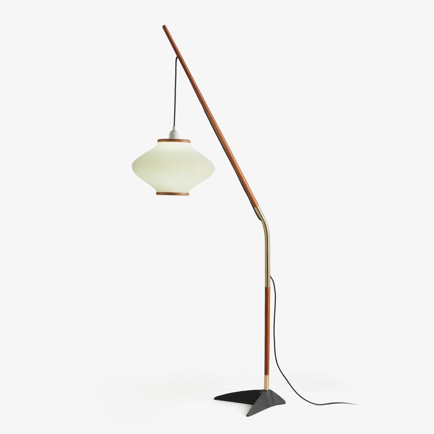 Matsusu Modern Wood and Brass Standing Floor Lamp with Ash Wood Finishes