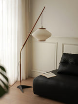 Matsusu Modern Wood and Brass Standing Floor Lamp with Ash Wood Finishes