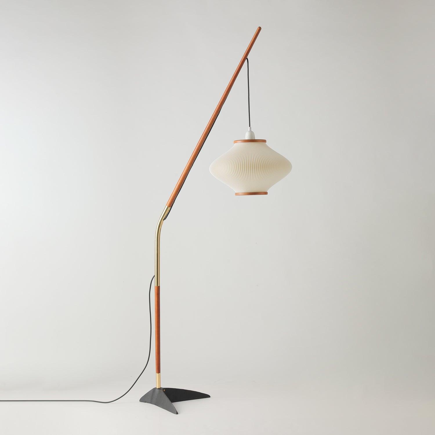 Matsusu Modern Wood and Brass Standing Floor Lamp with Ash Wood Finishes