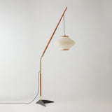Matsusu Modern Wood and Brass Standing Floor Lamp with Ash Wood Finishes