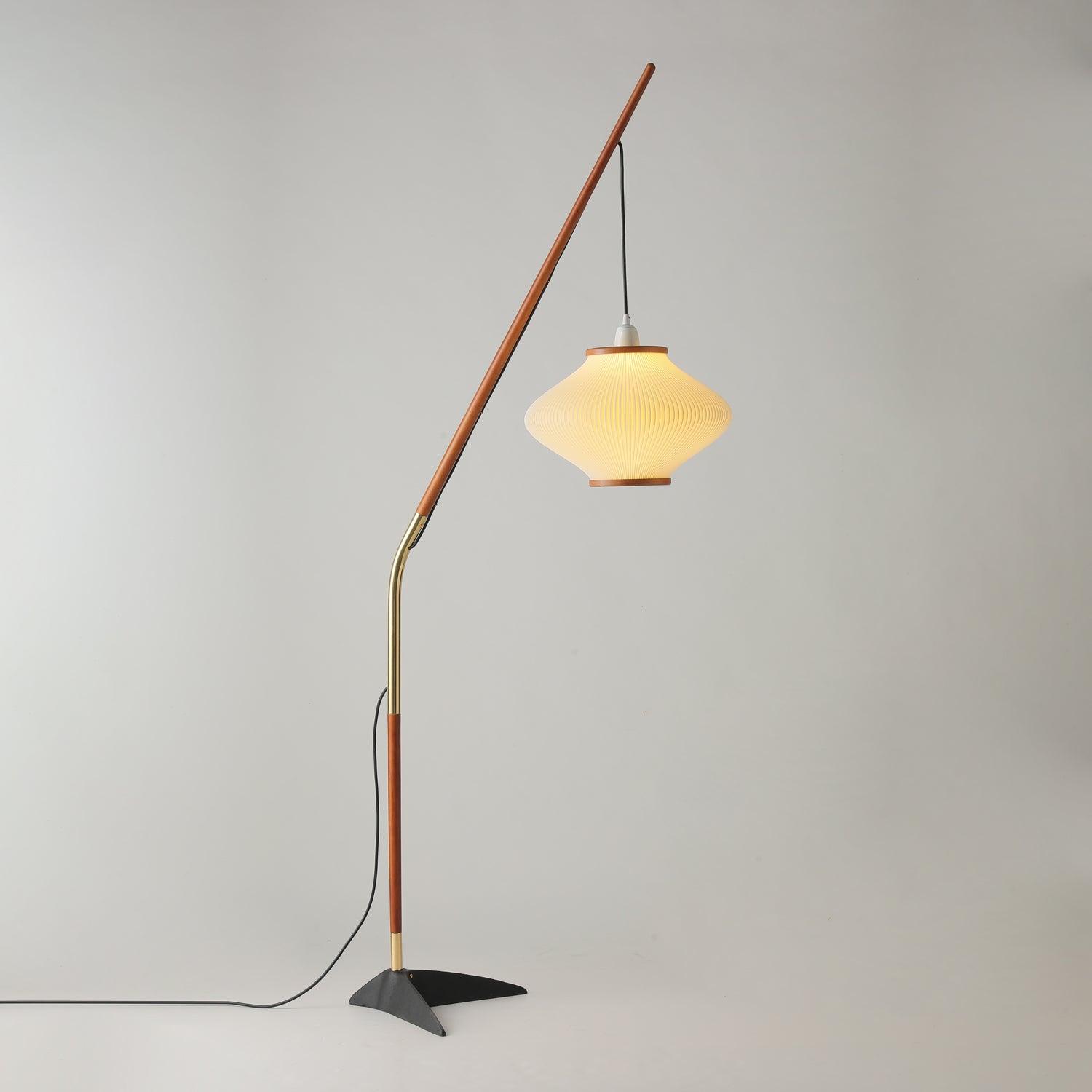 Matsusu Modern Wood and Brass Standing Floor Lamp with Ash Wood Finishes