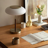 Modern Matsutake Mushroom Task Lamp Elegant Gold and White Glass Table Light for Bedside and Office