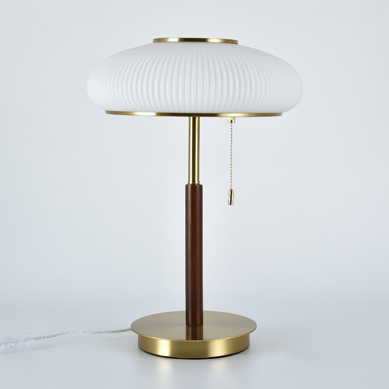 Modern Matsutake Mushroom Task Lamp Elegant Gold and White Glass Table Light for Bedside and Office