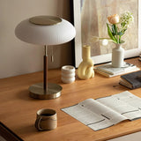 Modern Matsutake Mushroom Task Lamp Elegant Gold and White Glass Table Light for Bedside and Office