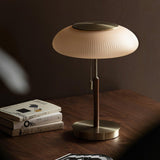 Modern Matsutake Mushroom Task Lamp Elegant Gold and White Glass Table Light for Bedside and Office