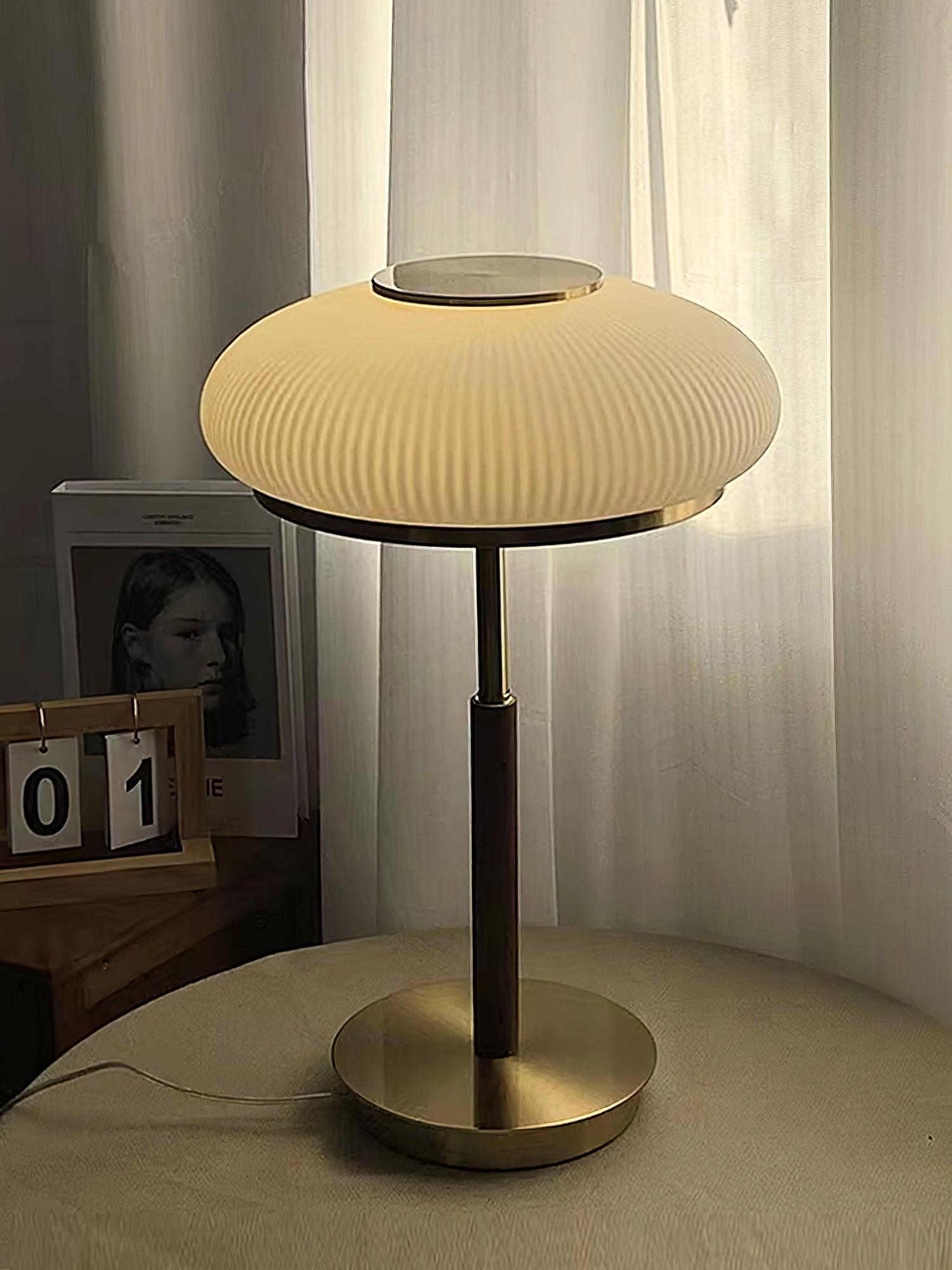 Modern Matsutake Mushroom Task Lamp Elegant Gold and White Glass Table Light for Bedside and Office