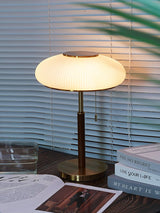 Modern Matsutake Mushroom Task Lamp Elegant Gold and White Glass Table Light for Bedside and Office