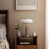 Modern Matsutake Mushroom Task Lamp Elegant Gold and White Glass Table Light for Bedside and Office