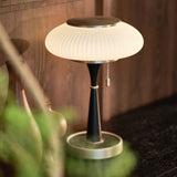 Matsutake Mushroom Table Lamp Mid Century Glass Bedside Light with Wood Base