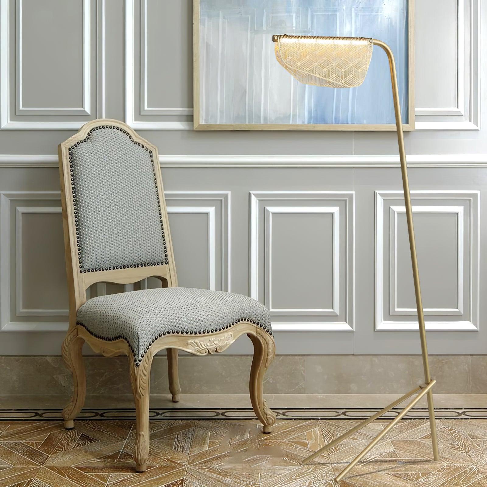 Modern Mediterranea Perforated Gold Metal LED Floor Lamp for Reading and Interior Lighting
